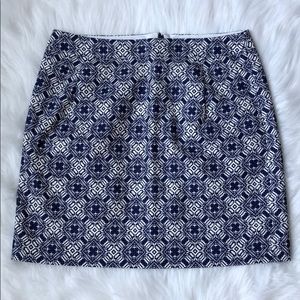 J.Crew blue/white patterned skirt